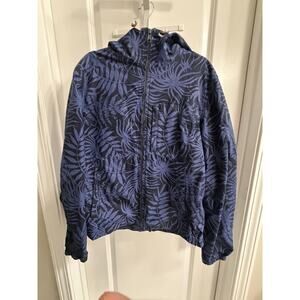 J.Crew Tropical Print Hooded Zip Jacket — Size L